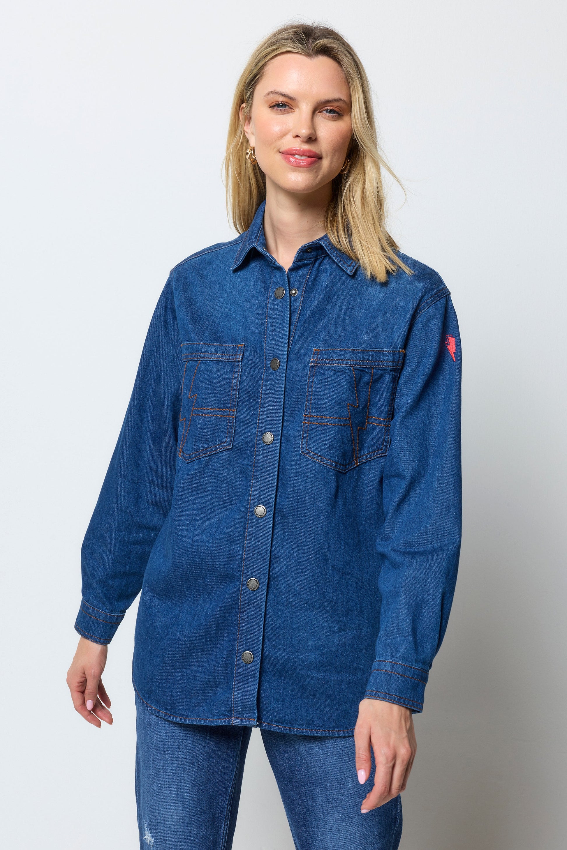 Mid Wash Indigo Relaxed Denim Shirt
