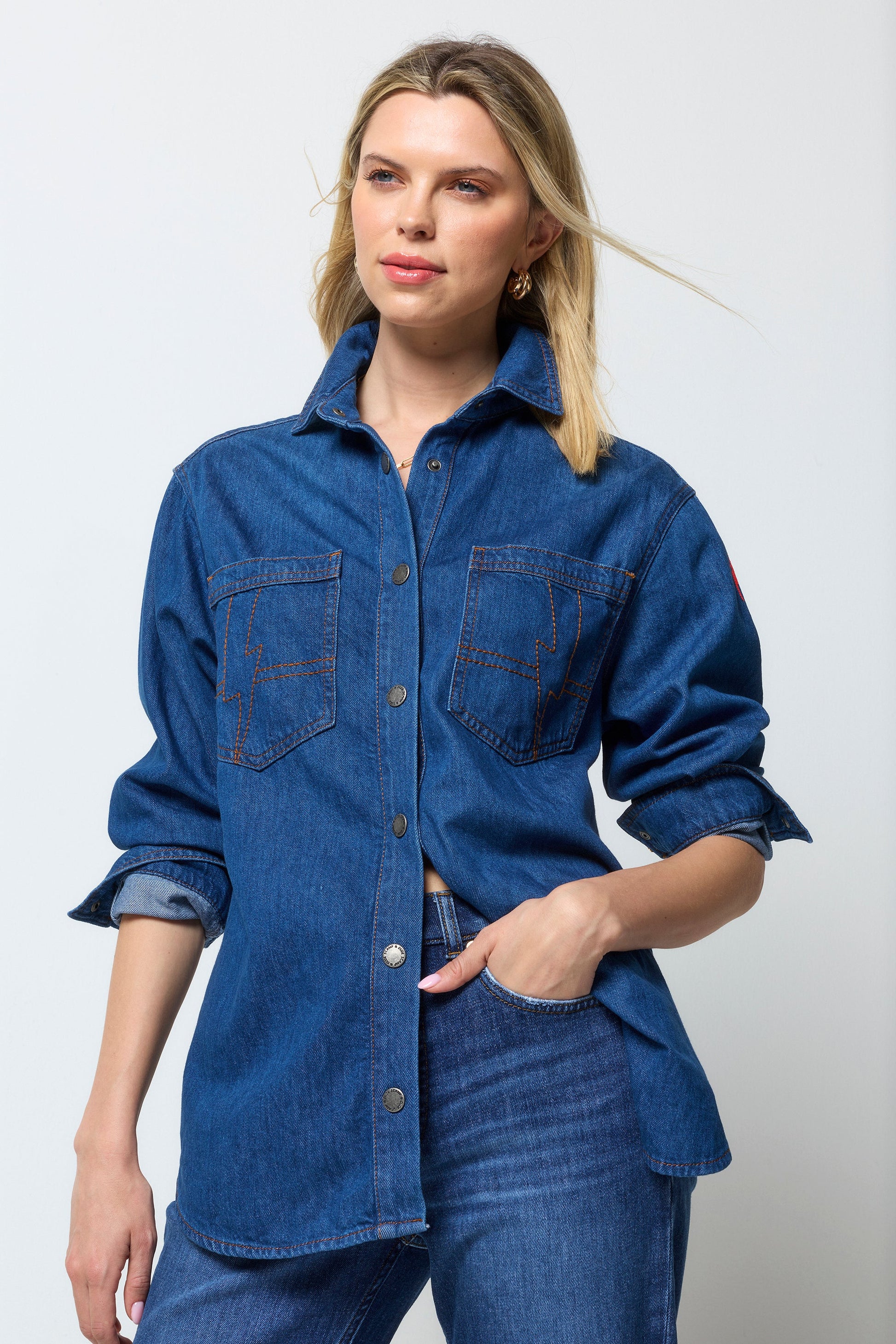 Mid Wash Indigo Relaxed Denim Shirt