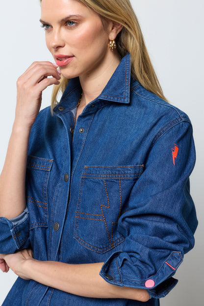 Mid Wash Indigo Relaxed Denim Shirt