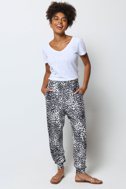Grey Cheetah Balloon Leg Jersey Trouser