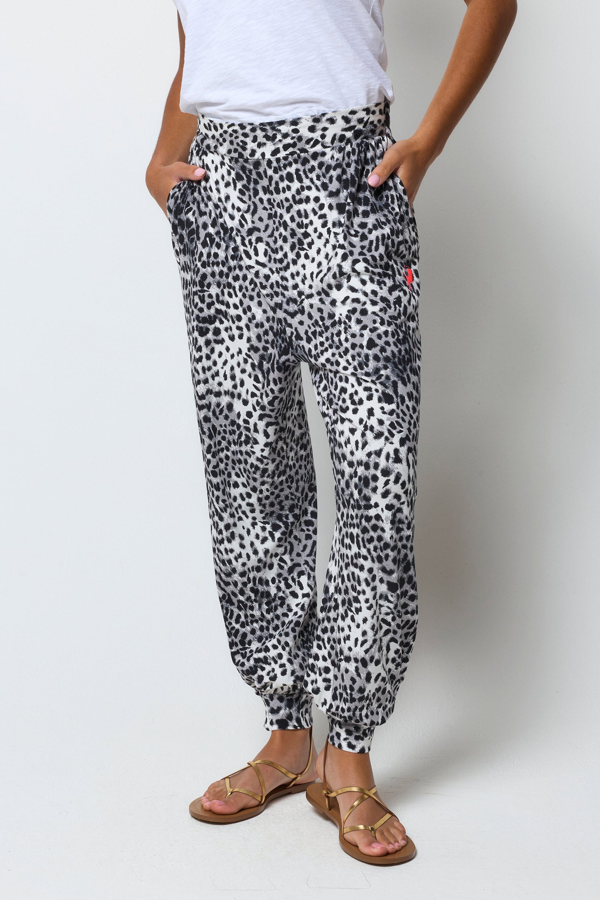 Grey Cheetah Balloon Leg Jersey Trouser