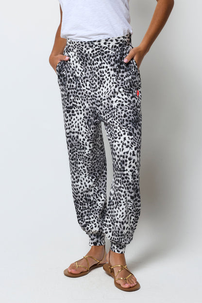 Grey Cheetah Balloon Leg Jersey Trouser