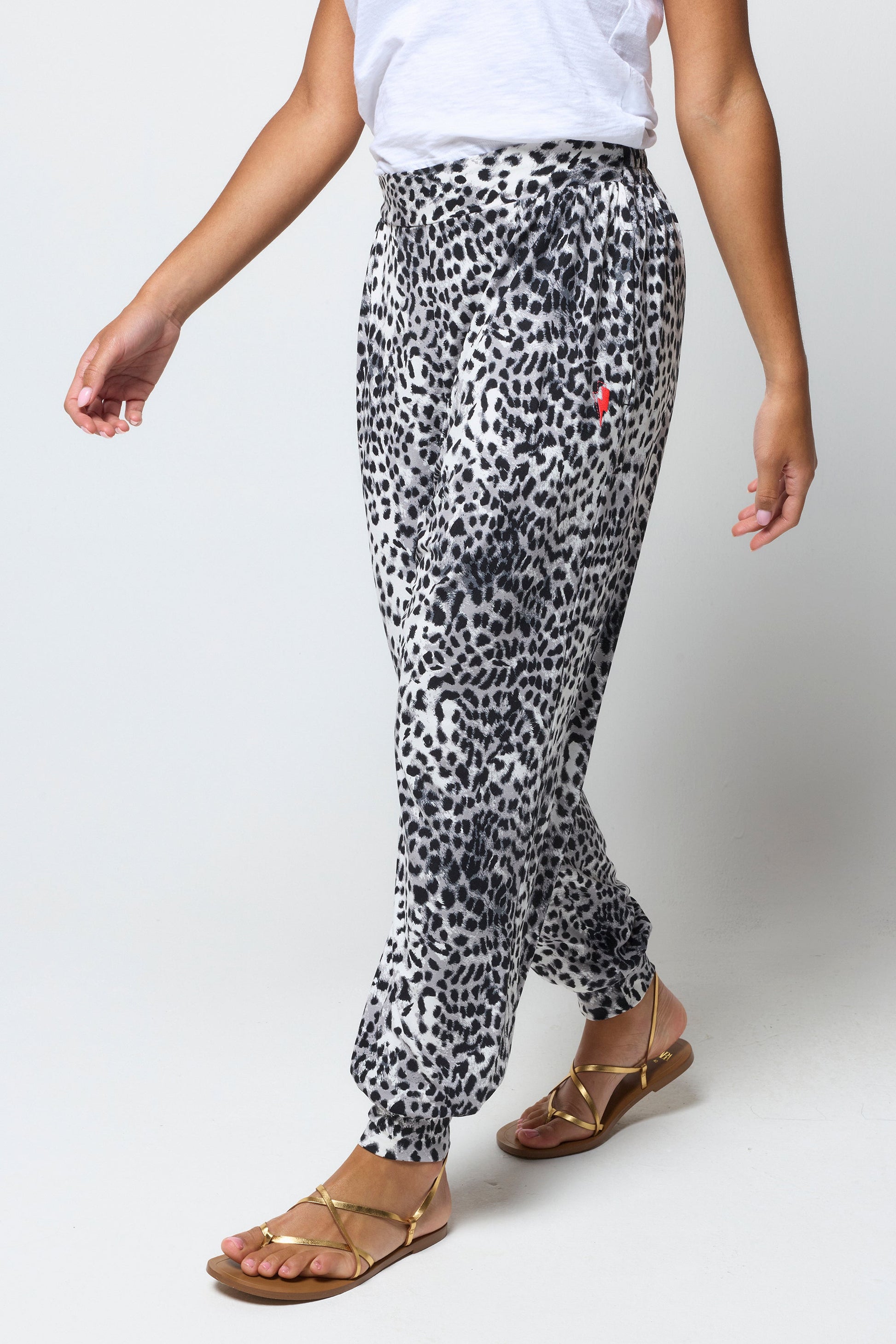 Grey Cheetah Balloon Leg Jersey Trouser