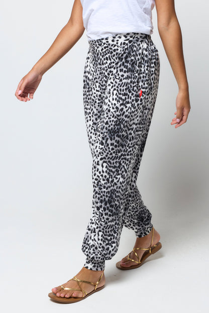 Grey Cheetah Balloon Leg Jersey Trouser