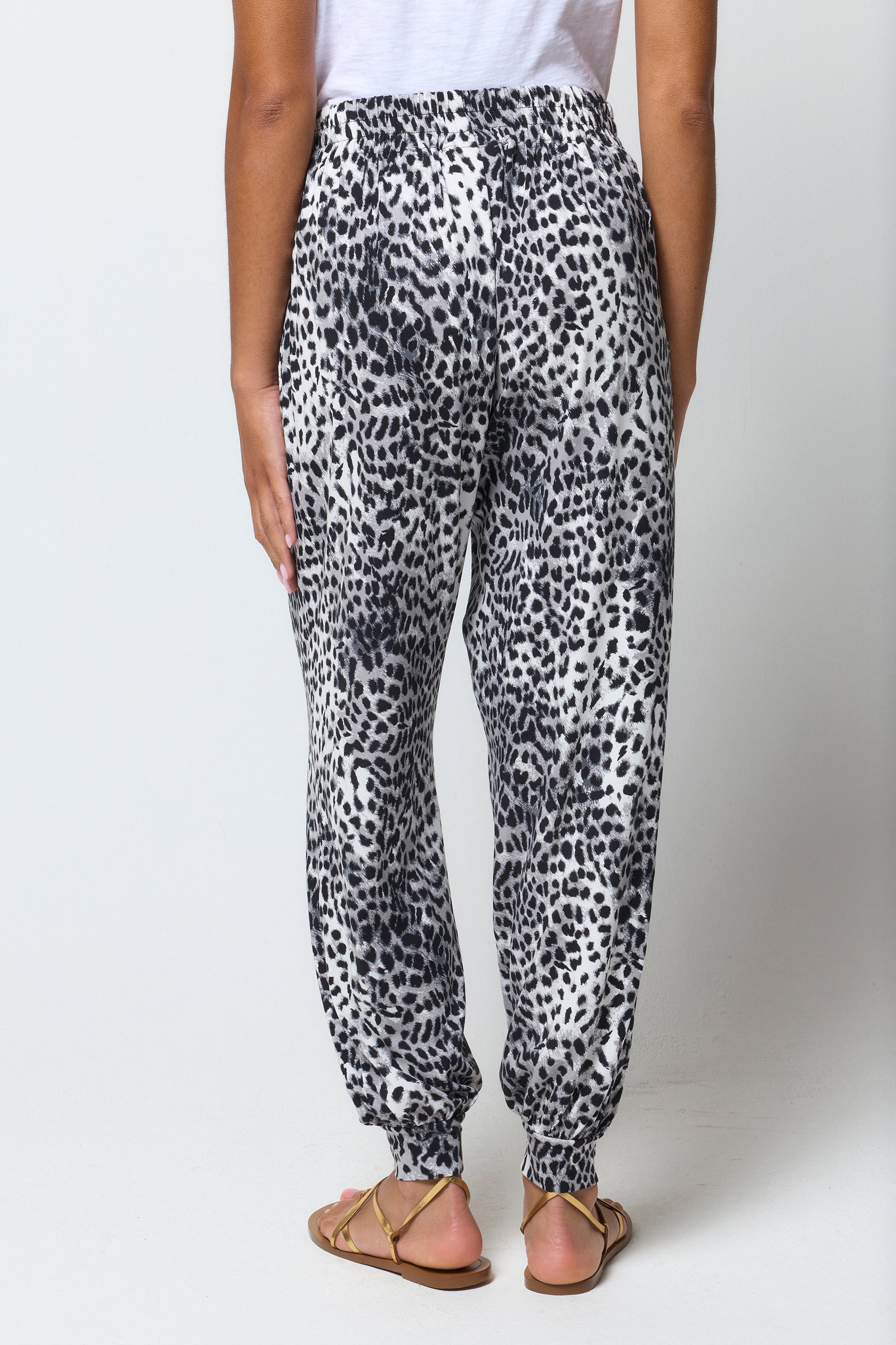 Grey Cheetah Balloon Leg Jersey Trouser