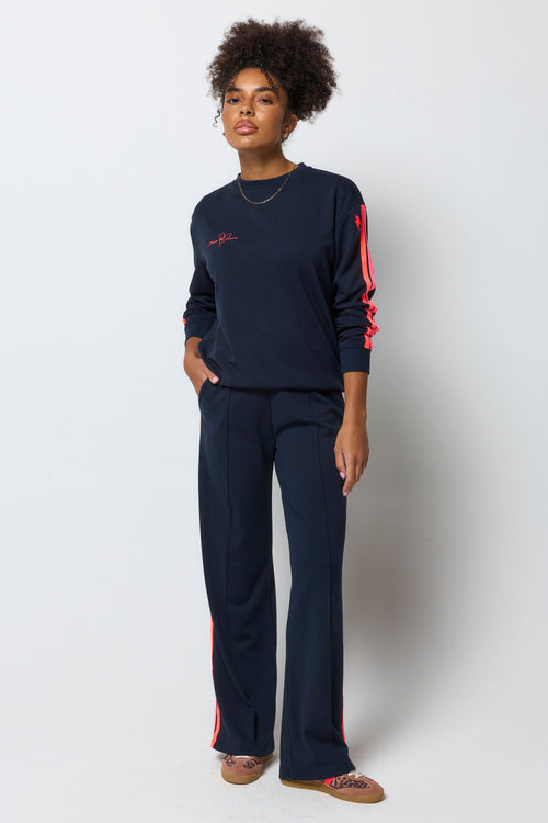 Navy Slouchy Stripe Detail Sweatshirt