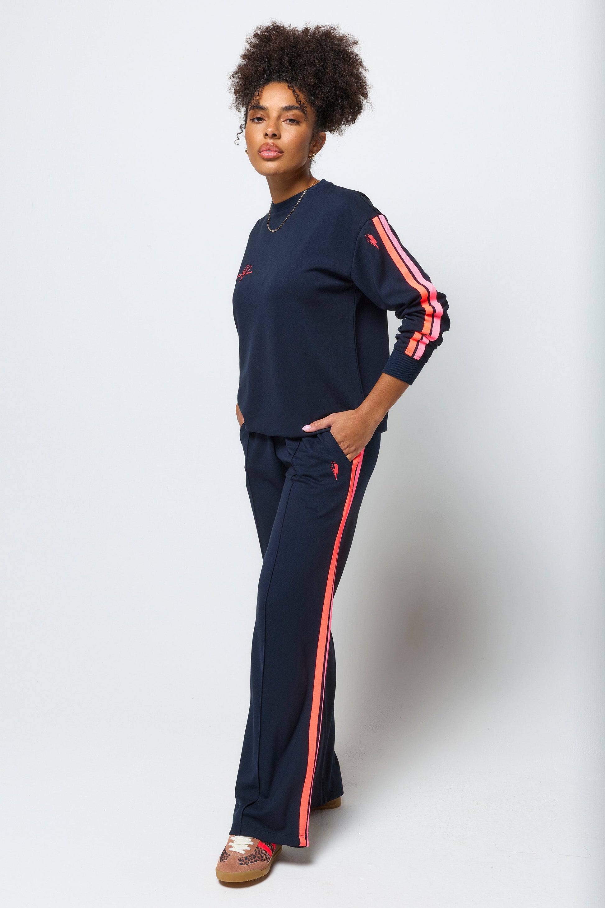 Navy Slouchy Stripe Detail Sweatshirt