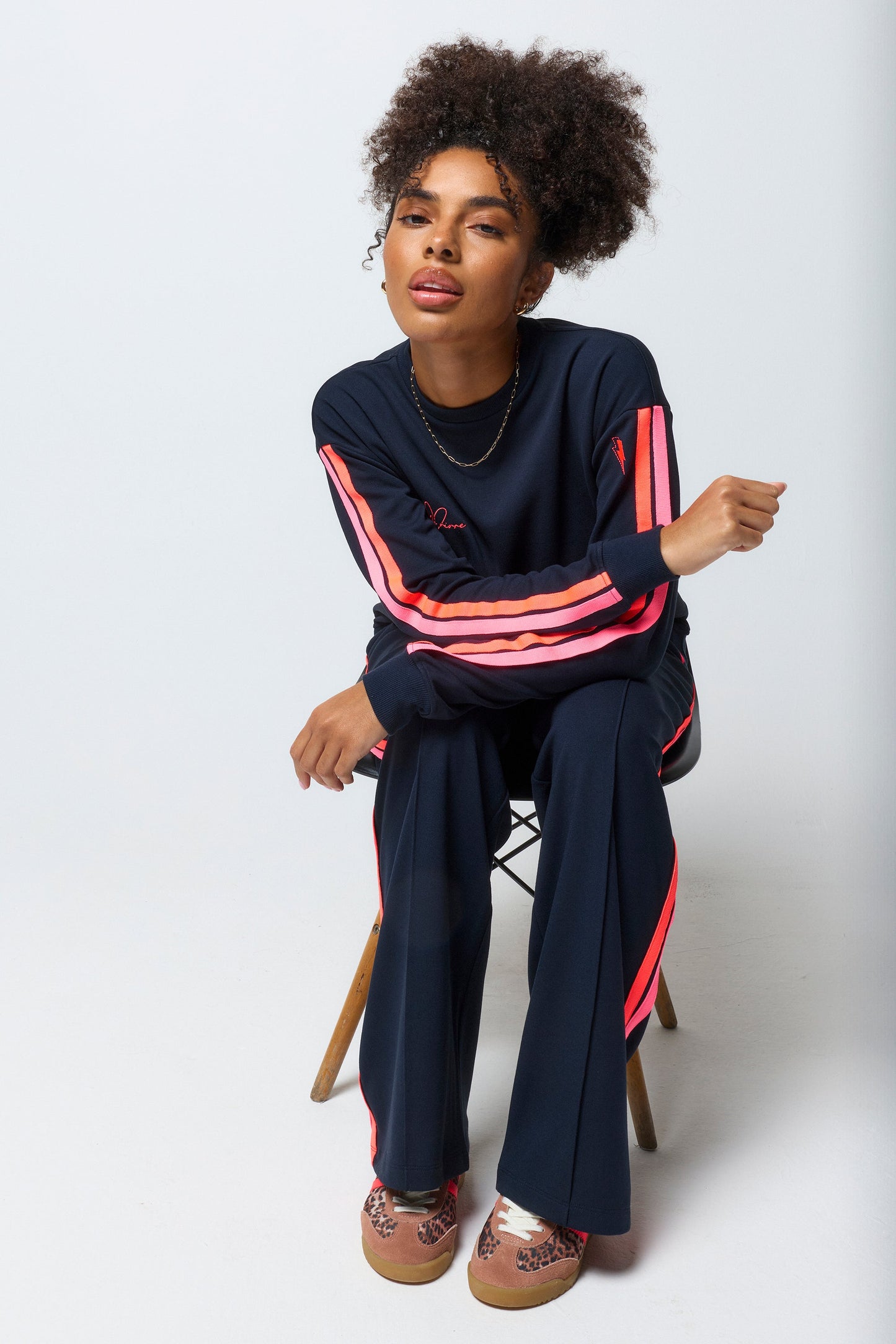 Navy Slouchy Stripe Detail Sweatshirt