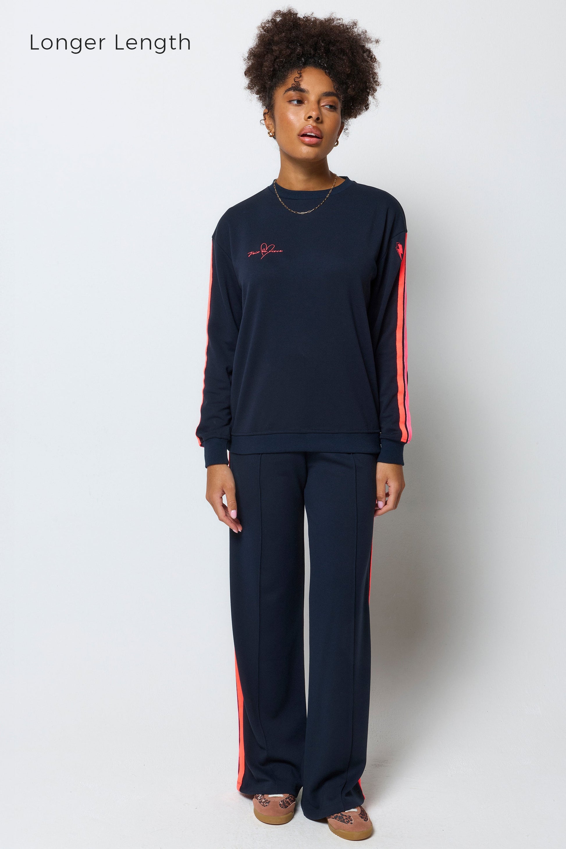 Navy Slouchy Stripe Detail Sweatshirt