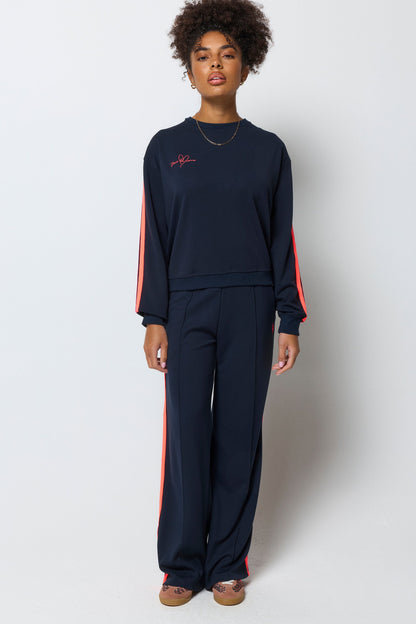 Navy Slouchy Stripe Detail Sweatshirt