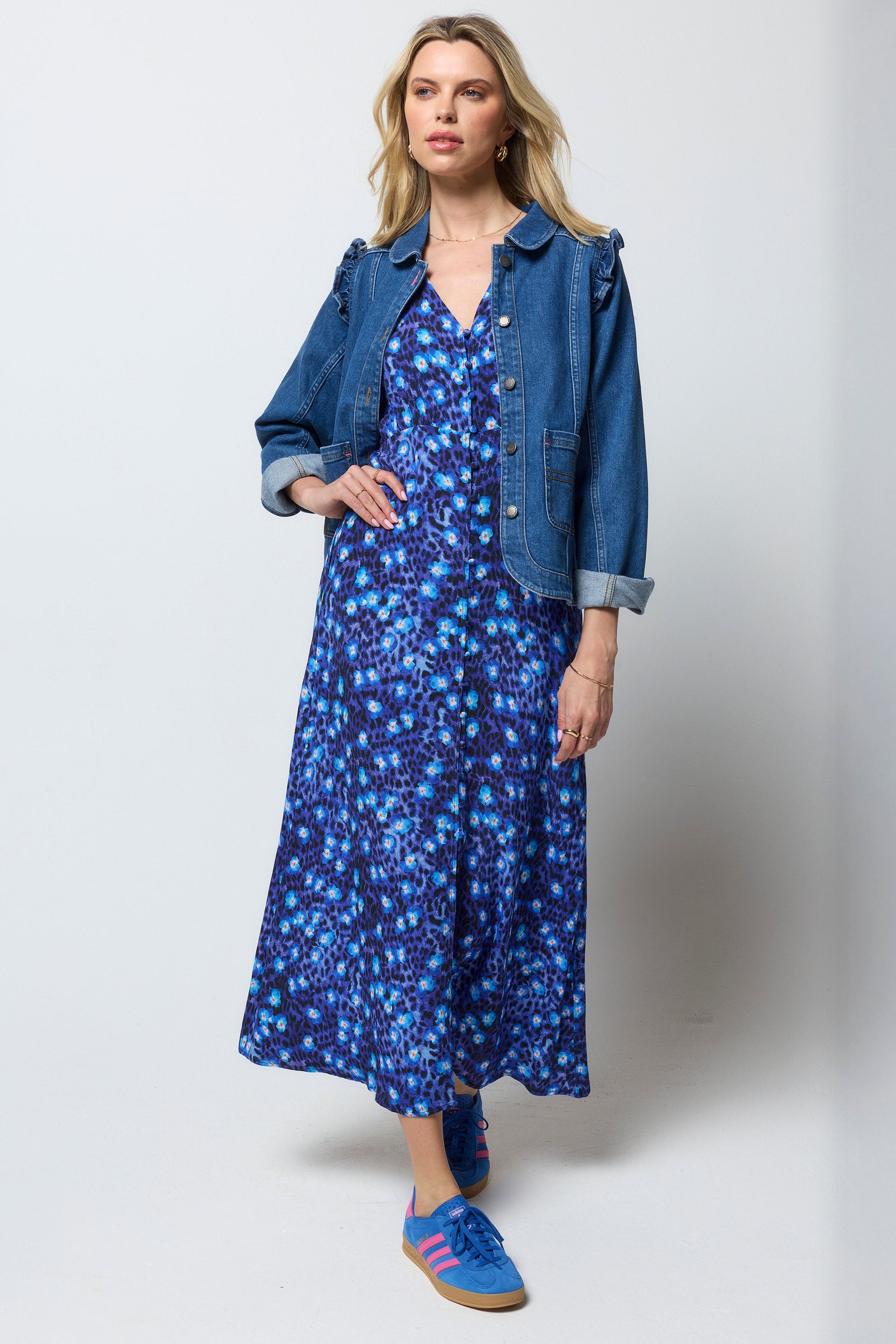 Indigo Frill Sleeve Denim Jacket