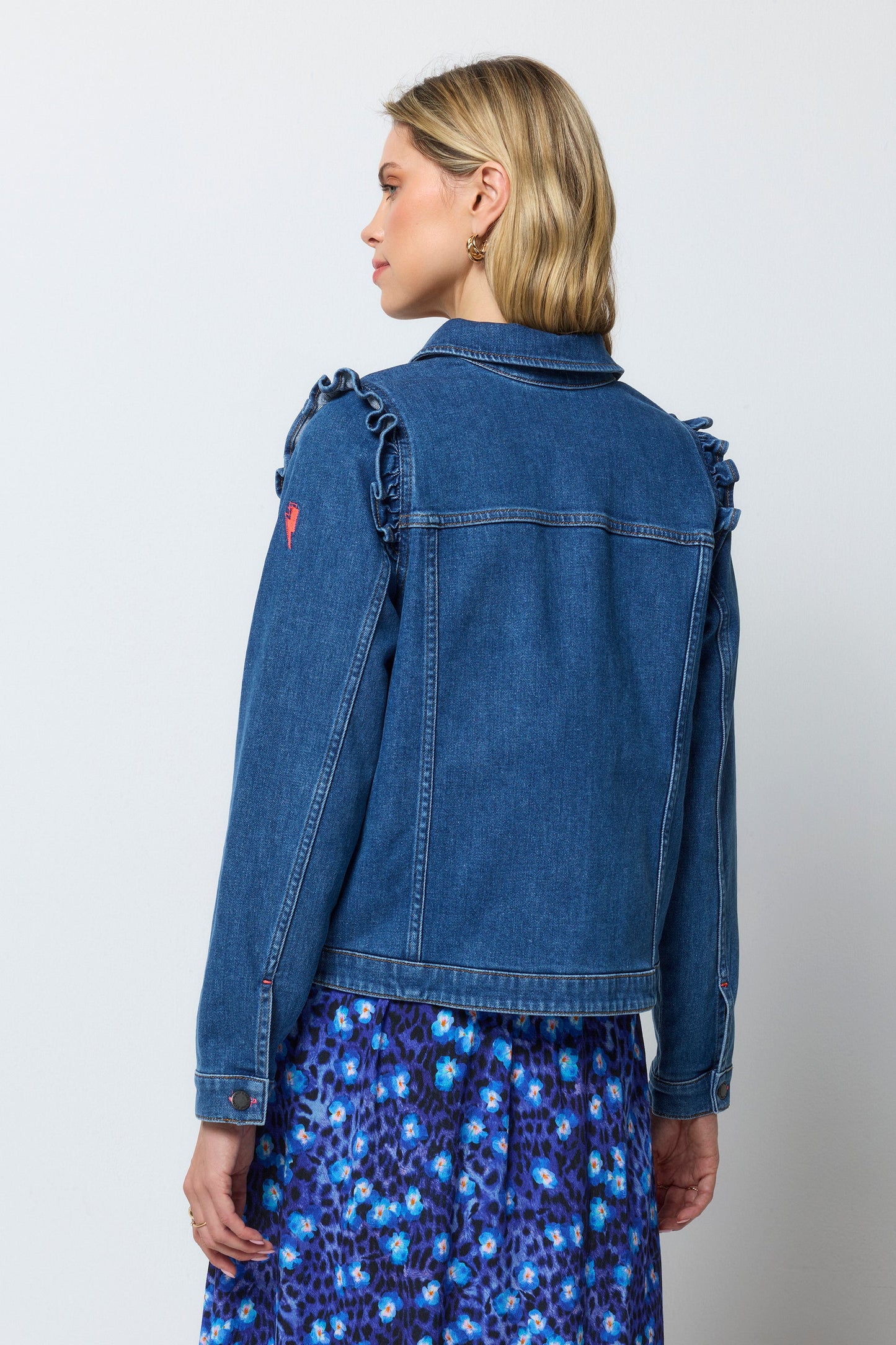 Indigo Frill Sleeve Denim Jacket