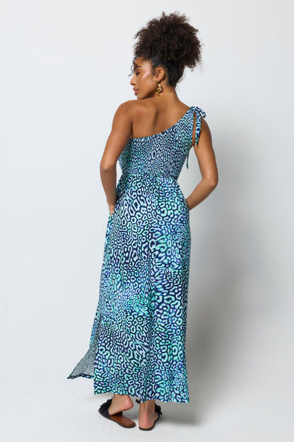 Green Leopard Ray Jersey Maxi Dress