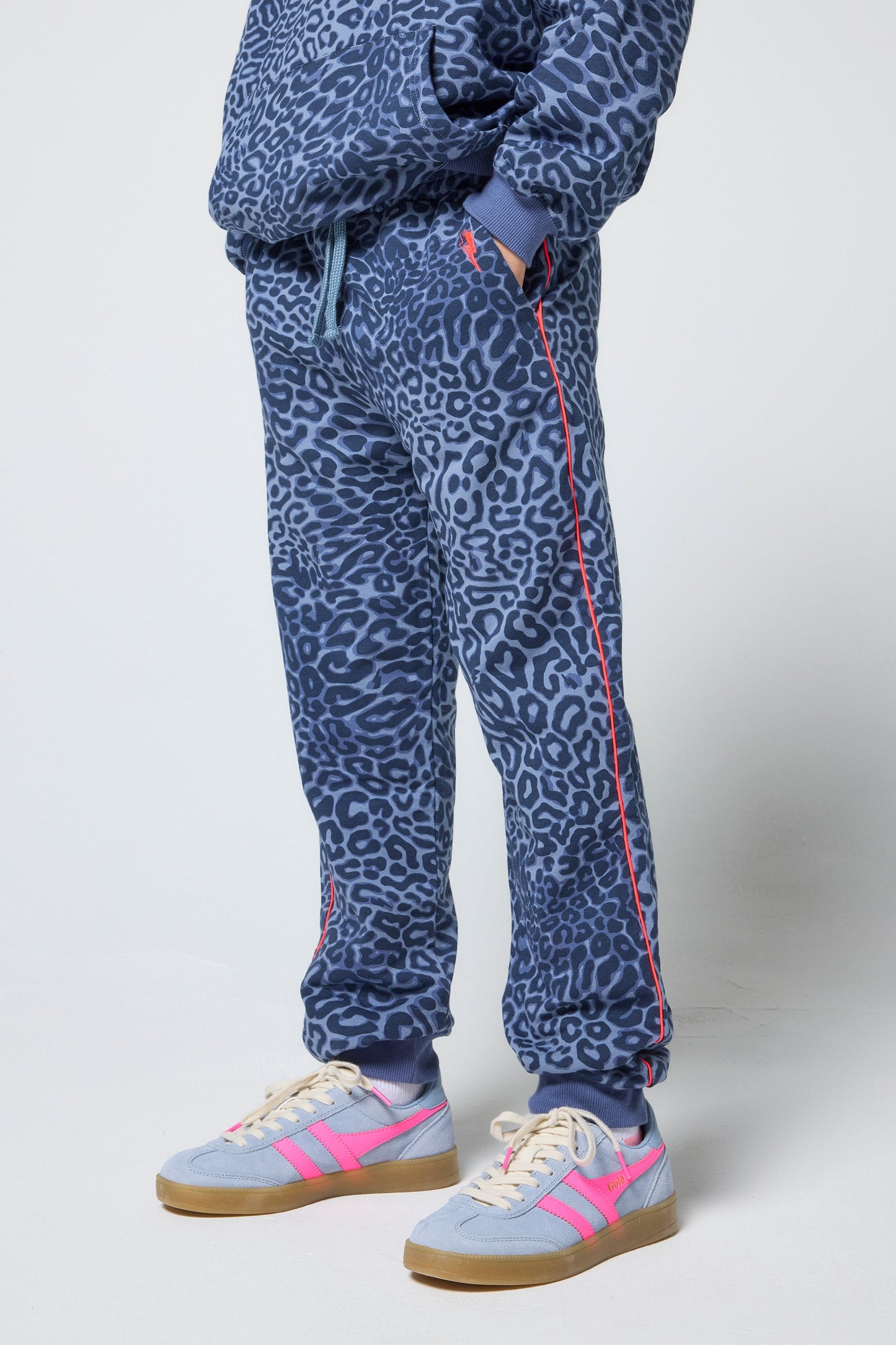 Kids Blue Leopard Ray Bolt Joggers