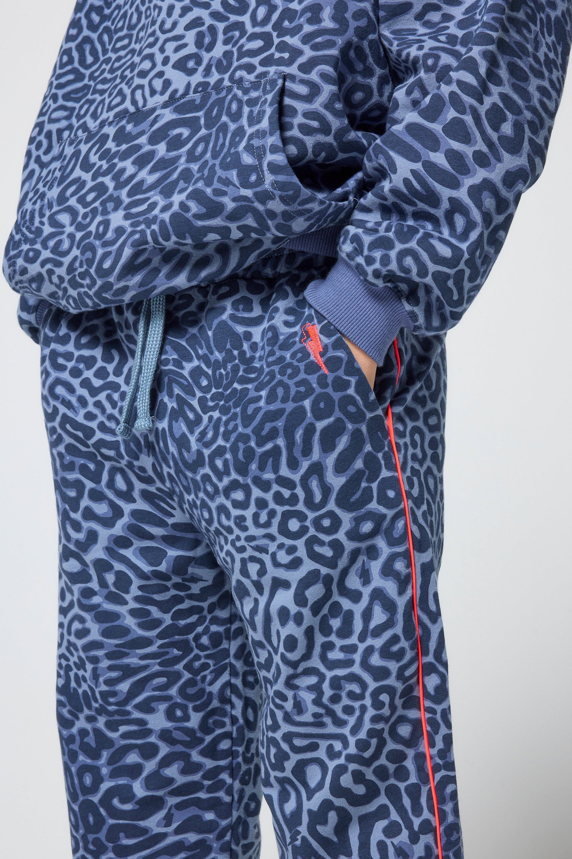 Kids Blue Leopard Ray Bolt Joggers