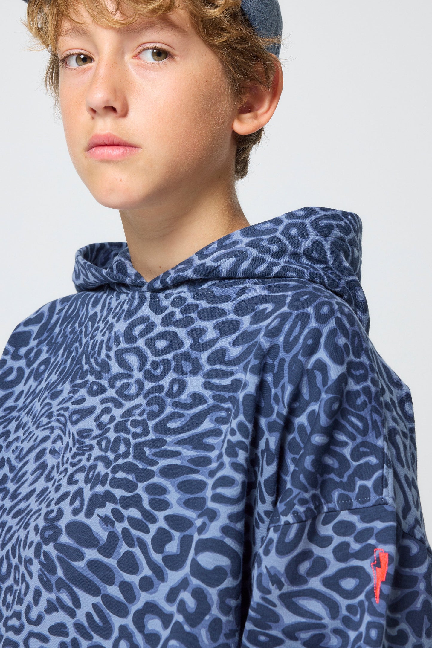 Kids Blue Leopard Ray Bolt Hoodie