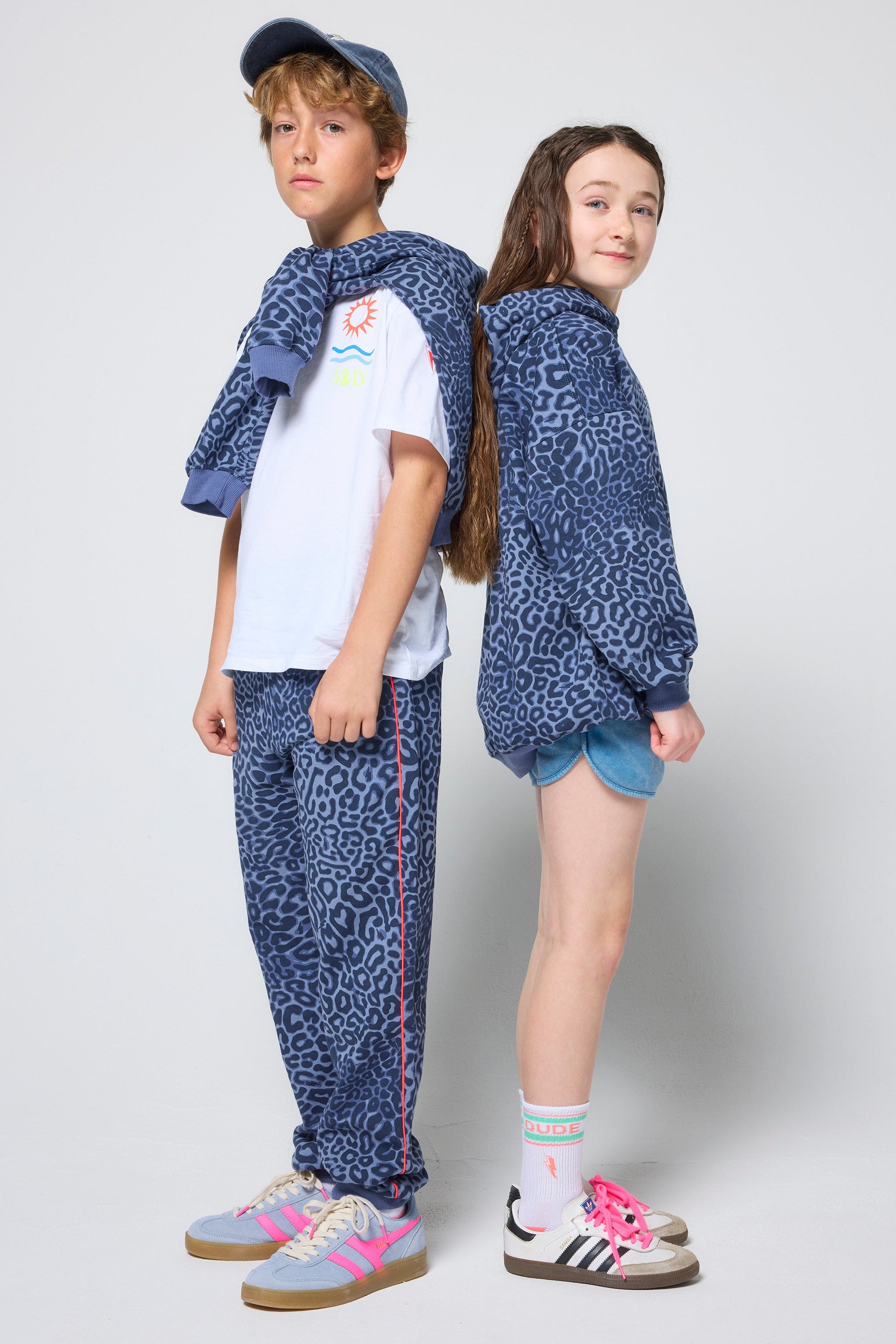 Kids Blue Leopard Ray Bolt Hoodie