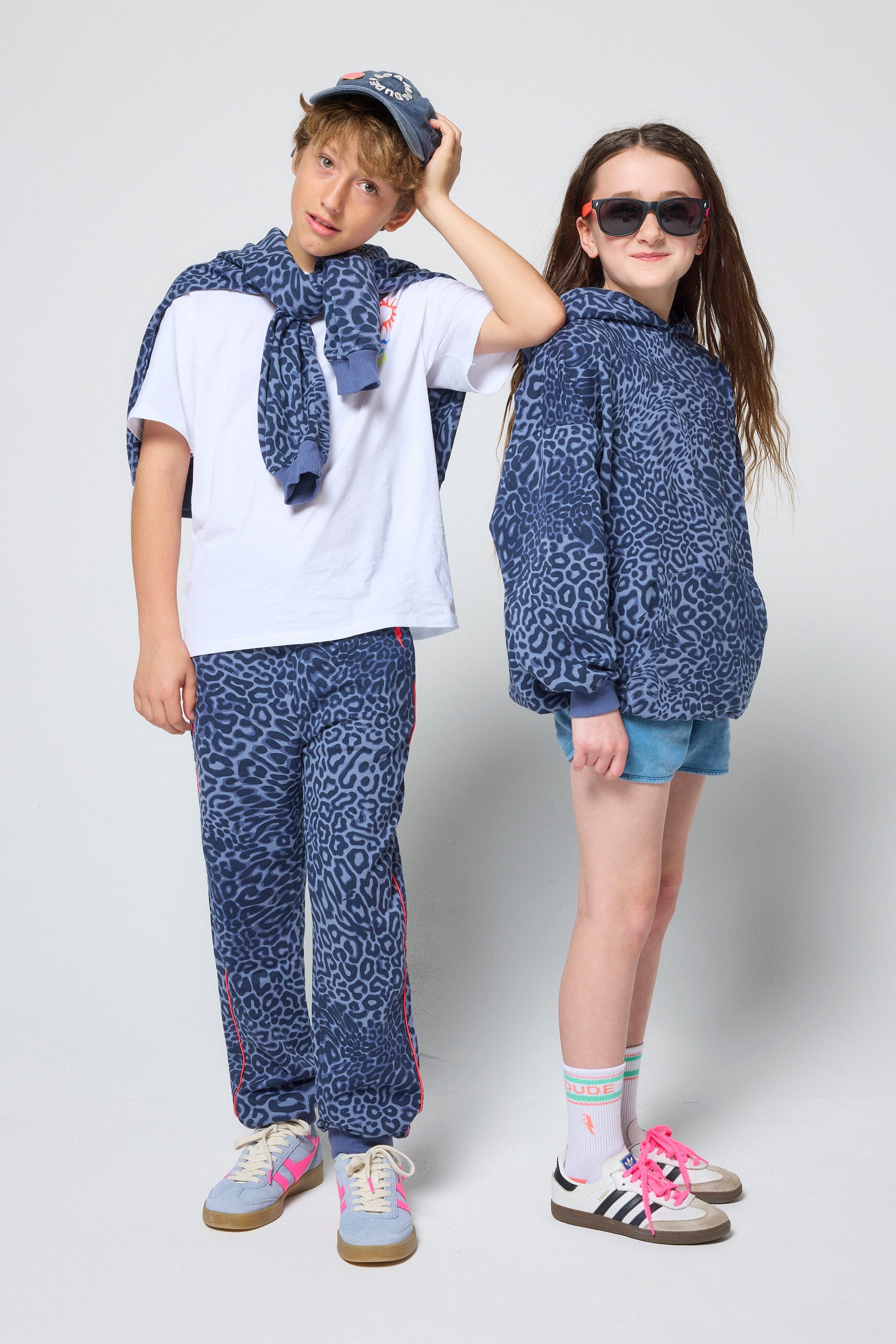 Kids Blue Leopard Ray Bolt Hoodie