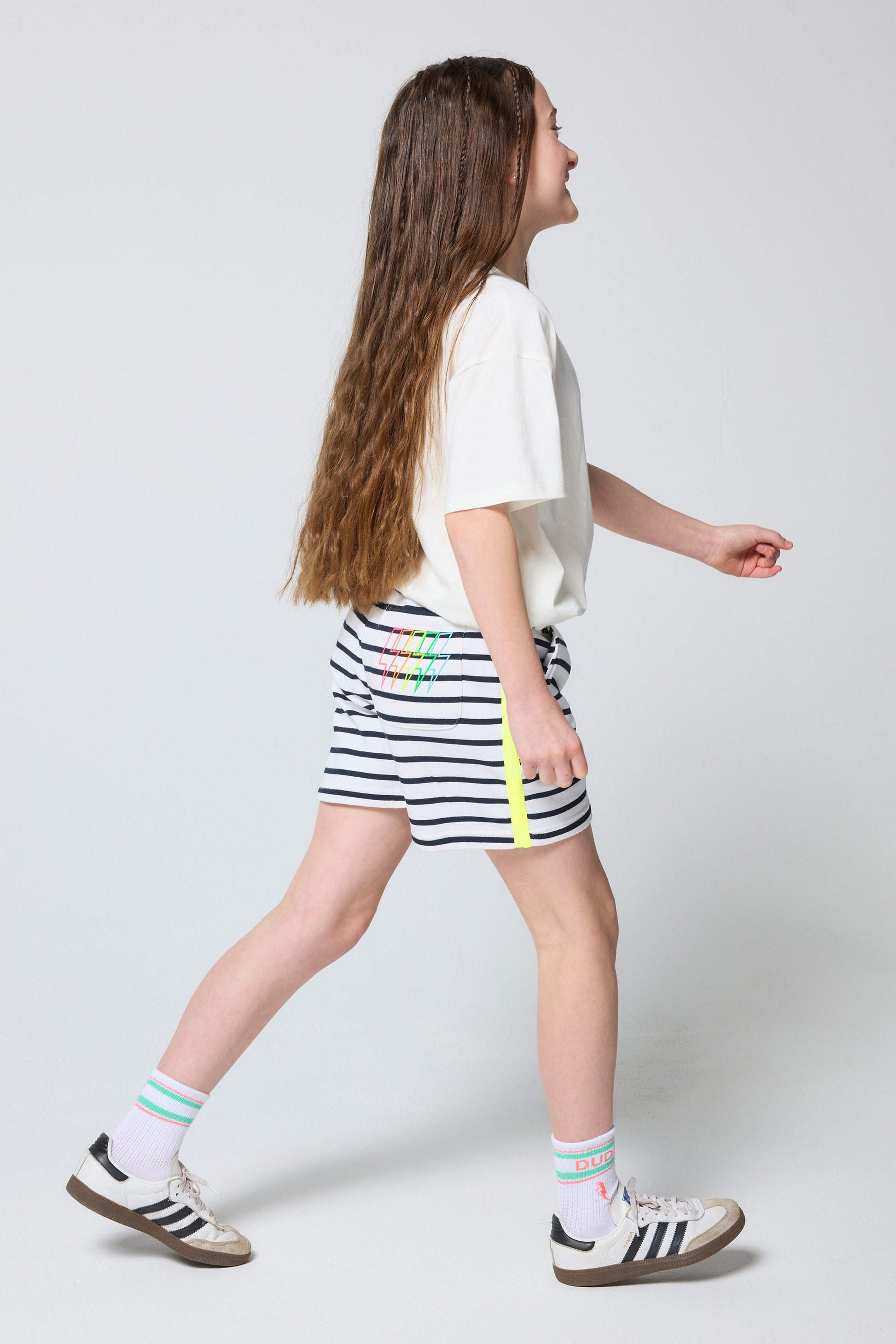 Kids Navy Stripe Colourblock Shorts