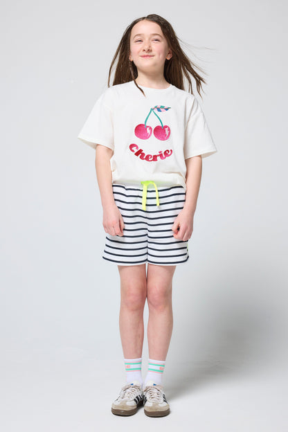 Kids White Cherry Print T-Shirt