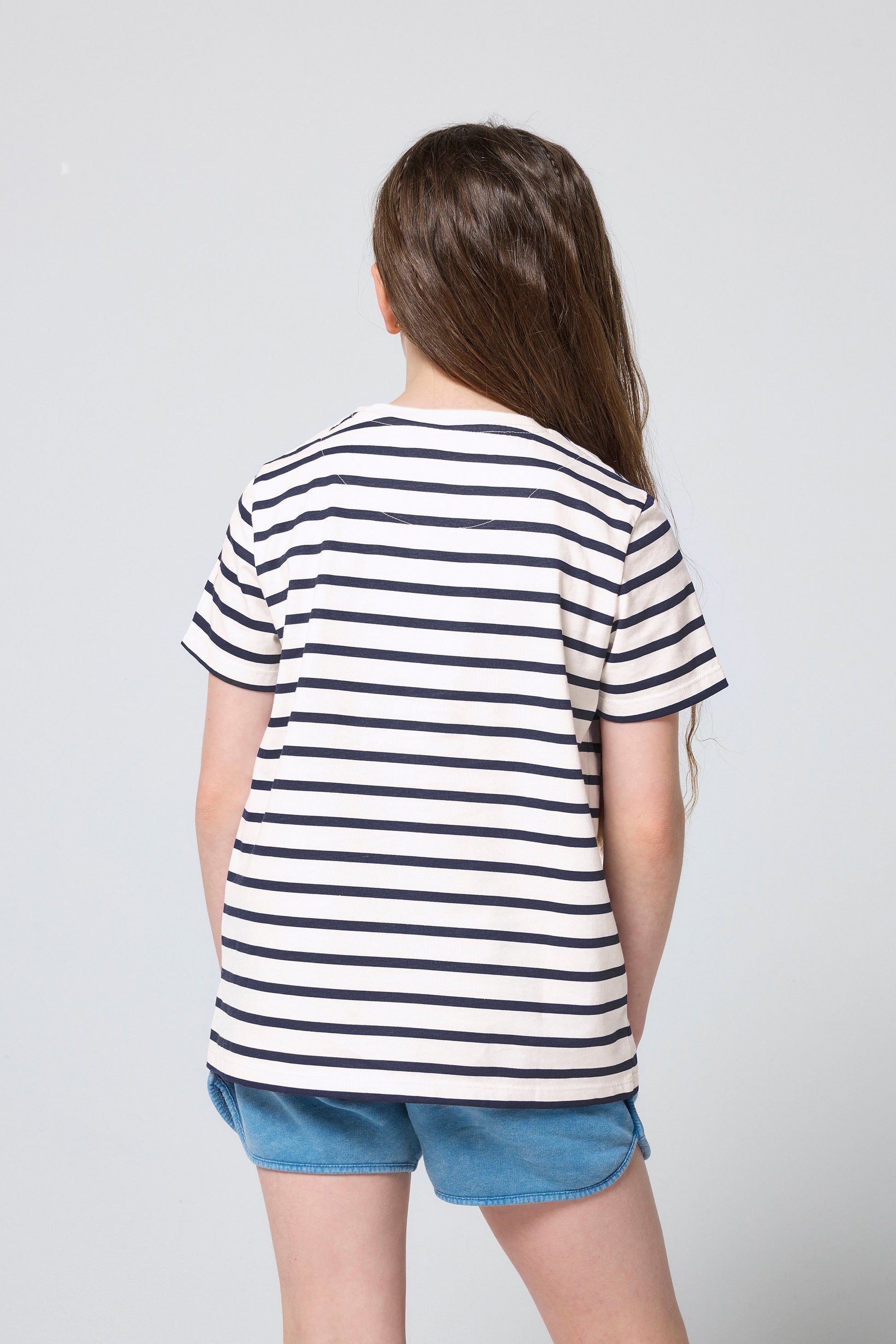 Kids Ivory with Navy Stripe and Glitch Bolt Classic T-Shirt