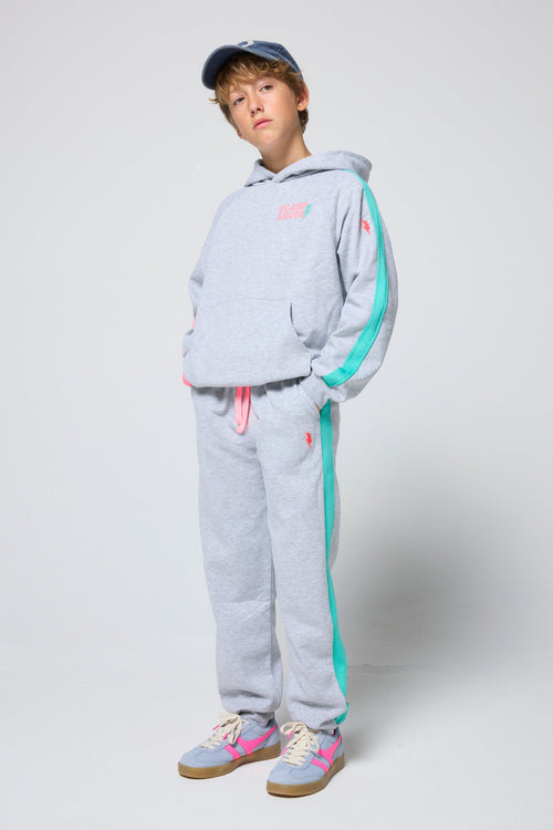 Kids Light Grey Marl Colourblock Hoodie