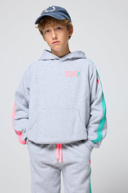 Kids Light Grey Marl Colourblock Hoodie