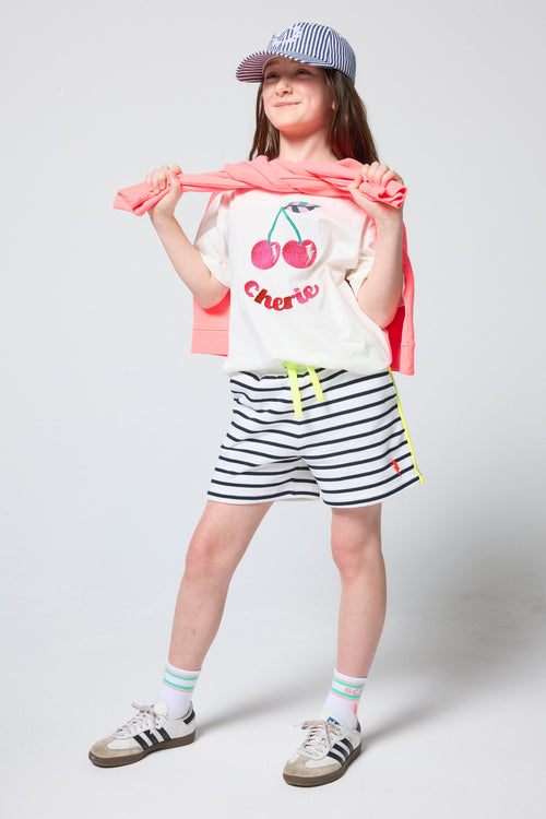 Kids White Cherry Print T-Shirt