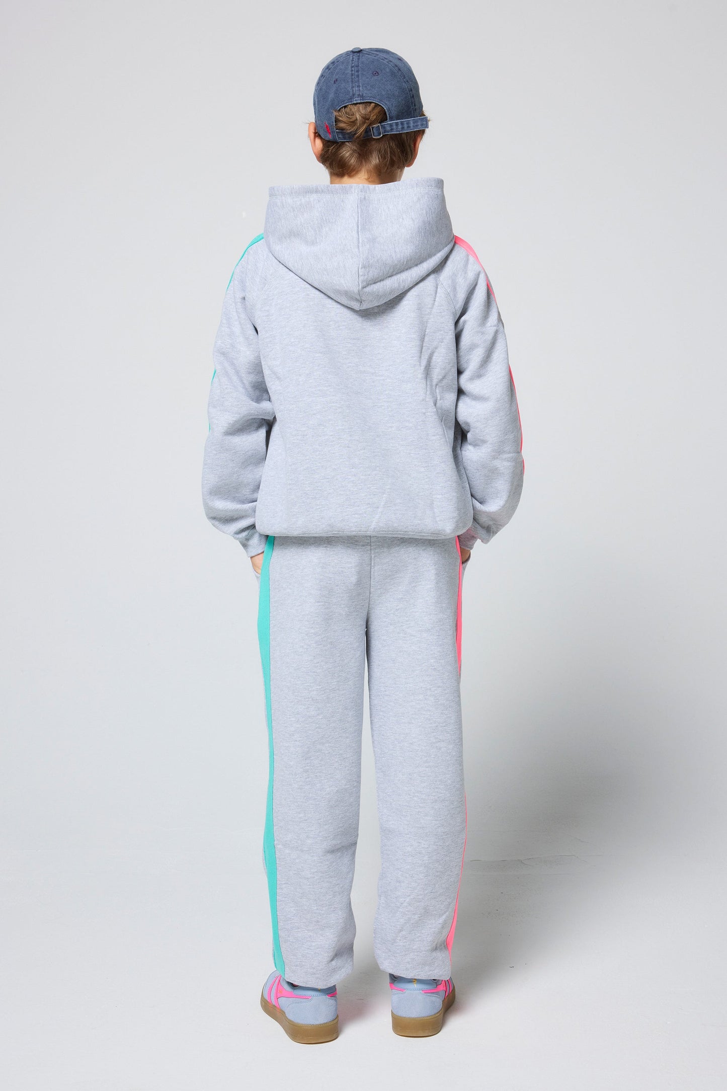 Kids Light Grey Marl Colourblock Hoodie