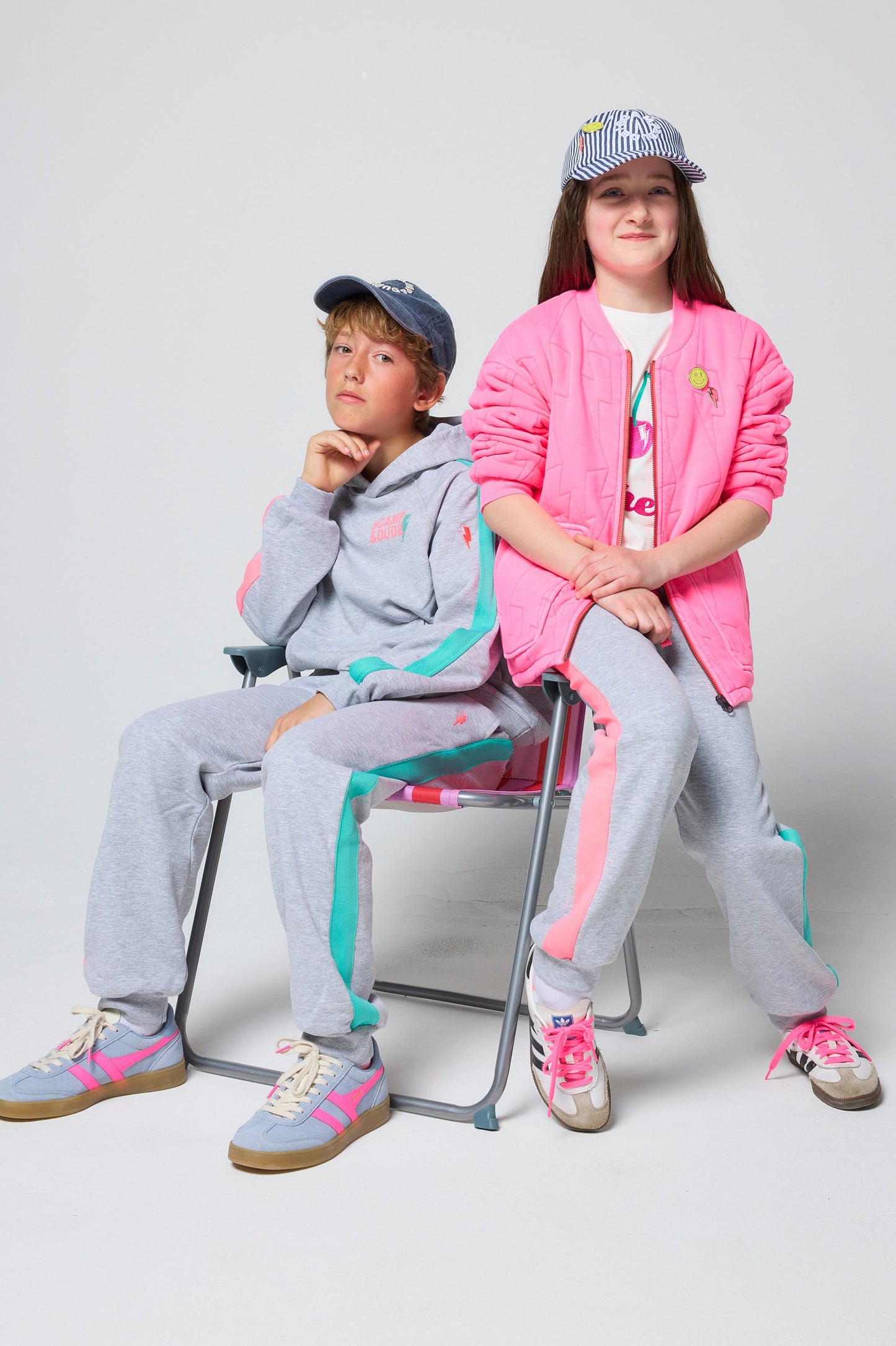 Kids Light Grey Marl Colourblock Hoodie