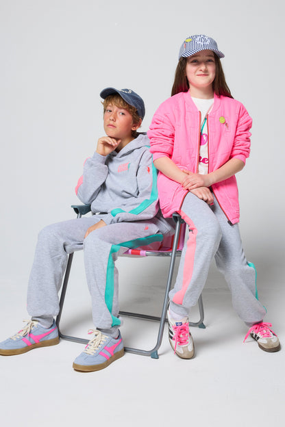 Kids Light Grey Marl Colourblock Hoodie
