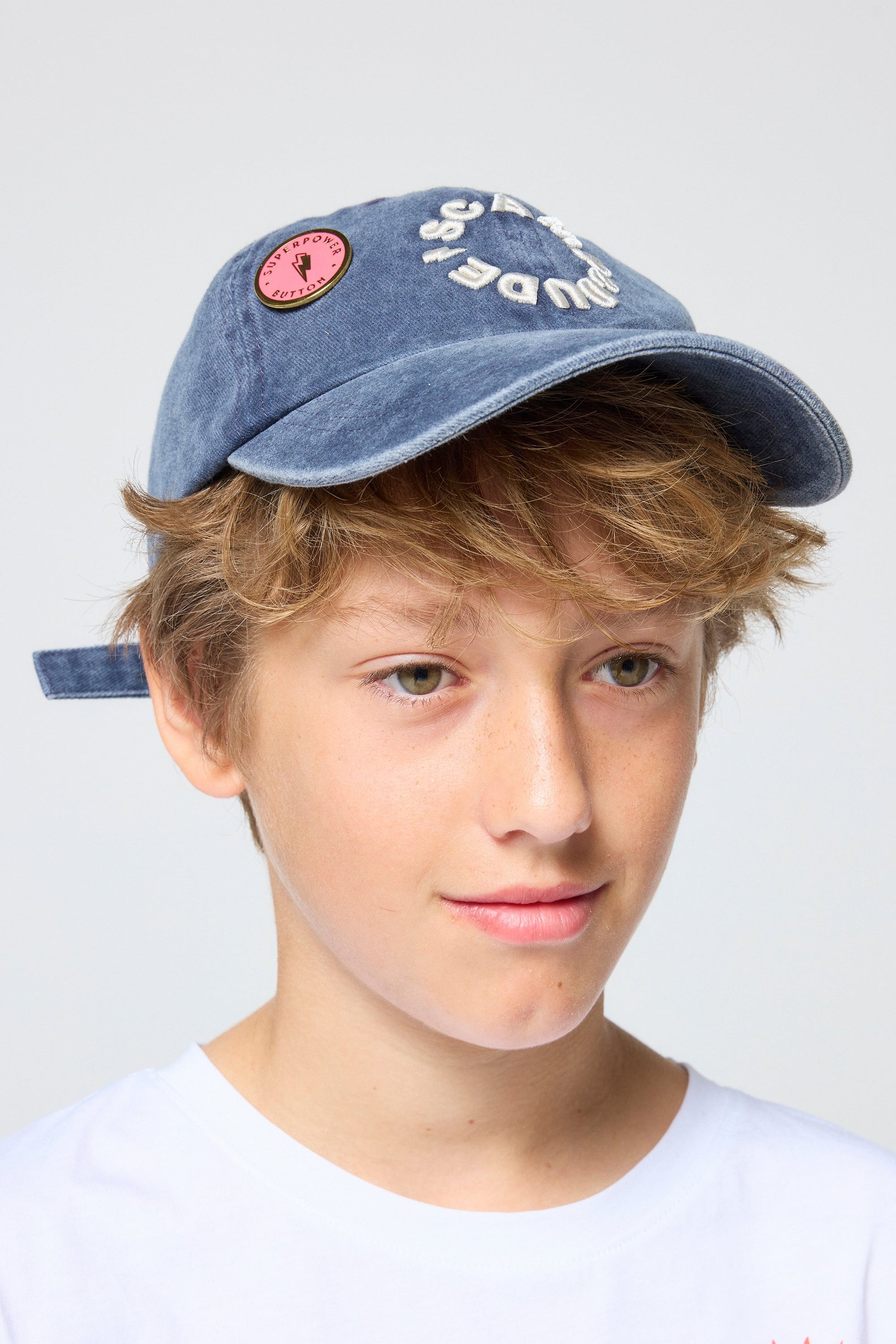 Washed Blue Graphic Logo Cap