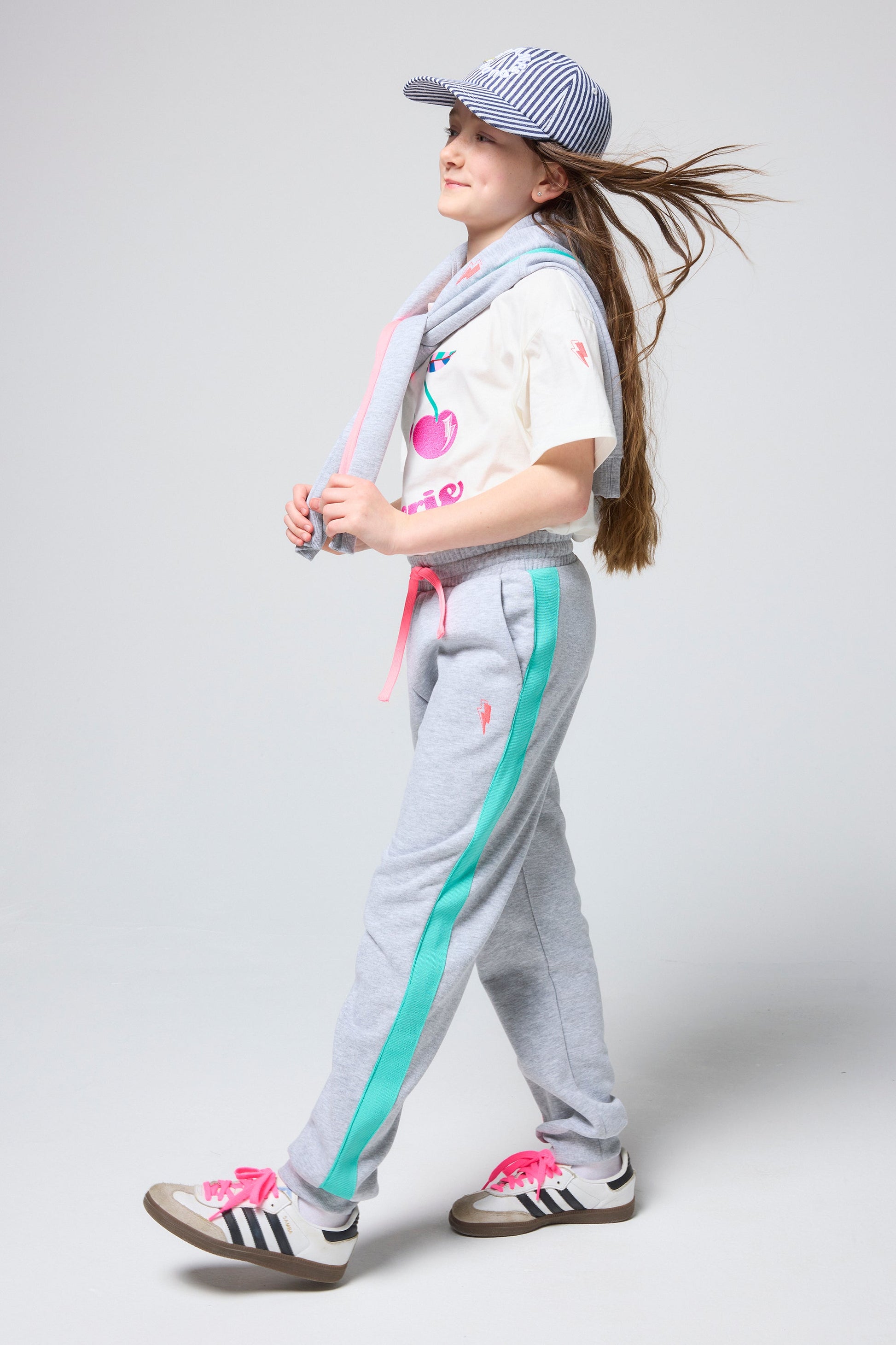 Kids Light Grey Marl Colourblock Joggers