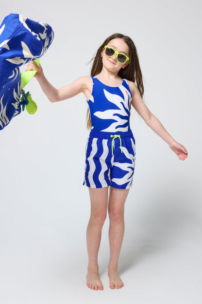 Kids Blue Sunstar and Stripe Swimsuit