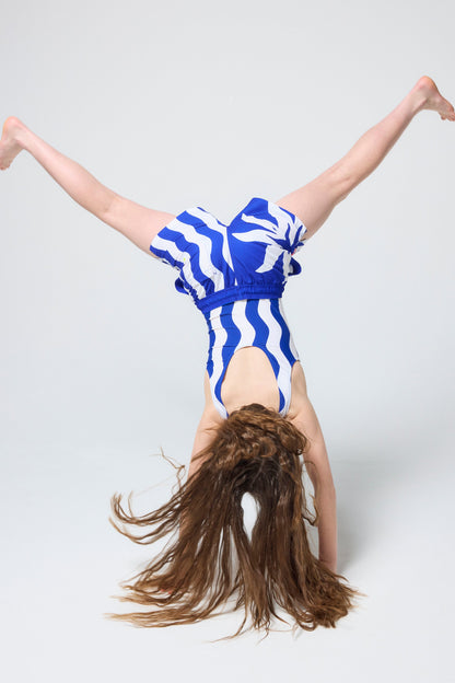 Kids Blue Sunstar and Stripe Swimsuit