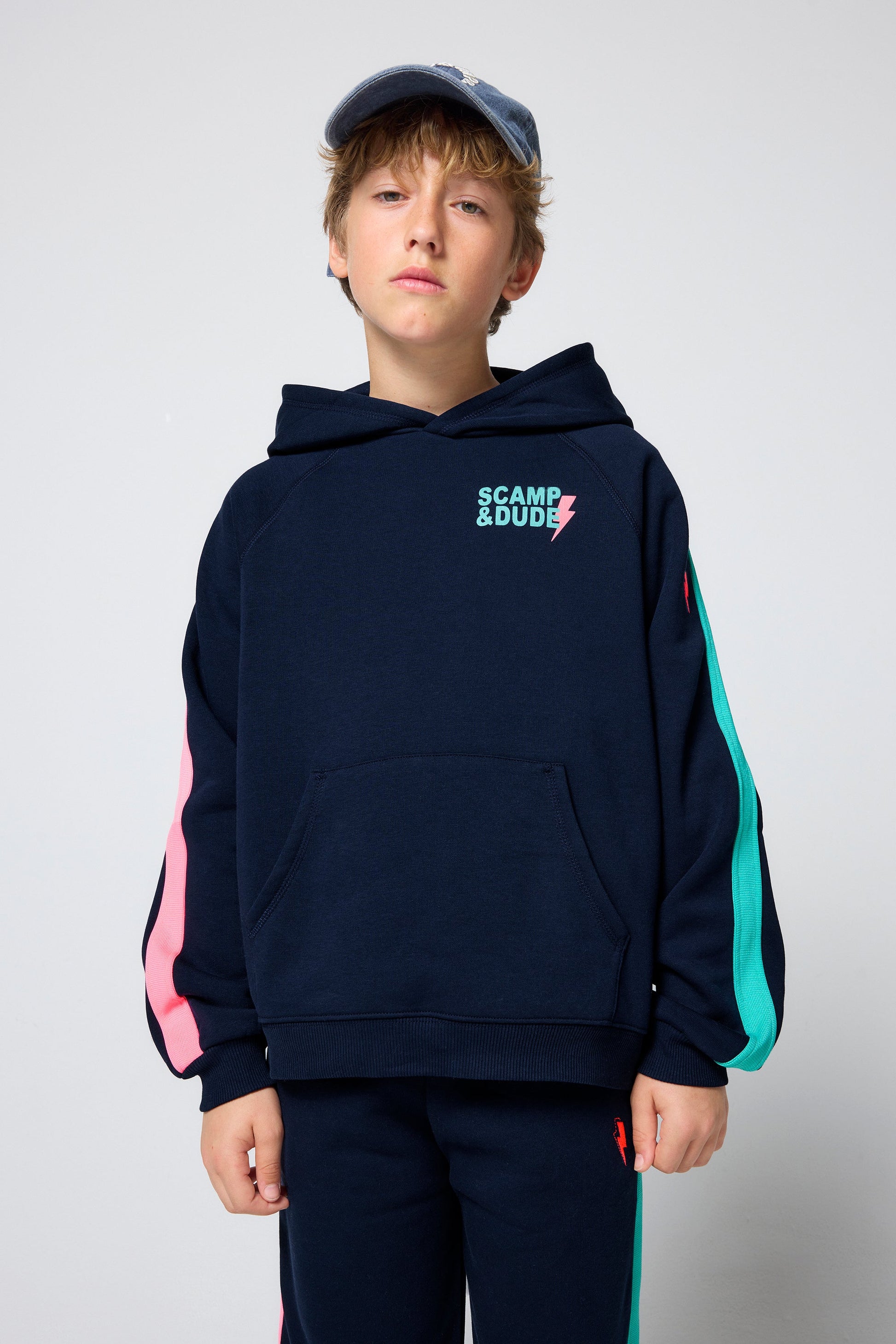 Kids Navy Colourblock Hoodie