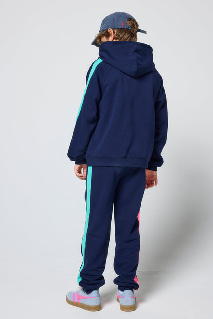 Kids Navy Colourblock Hoodie