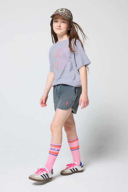 Kids Grey Marl Multi Neon Bolt T-Shirt