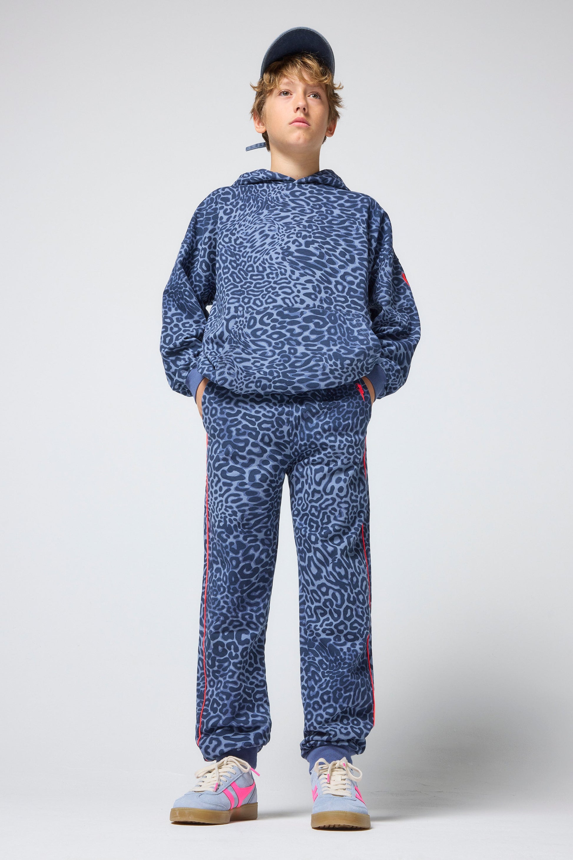 Kids Blue Leopard Ray Bolt Hoodie
