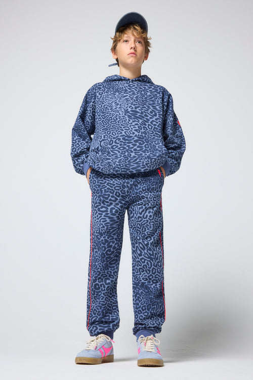 Kids Blue Leopard Ray Bolt Hoodie