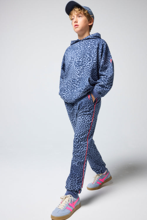 Kids Blue Leopard Ray Bolt Joggers