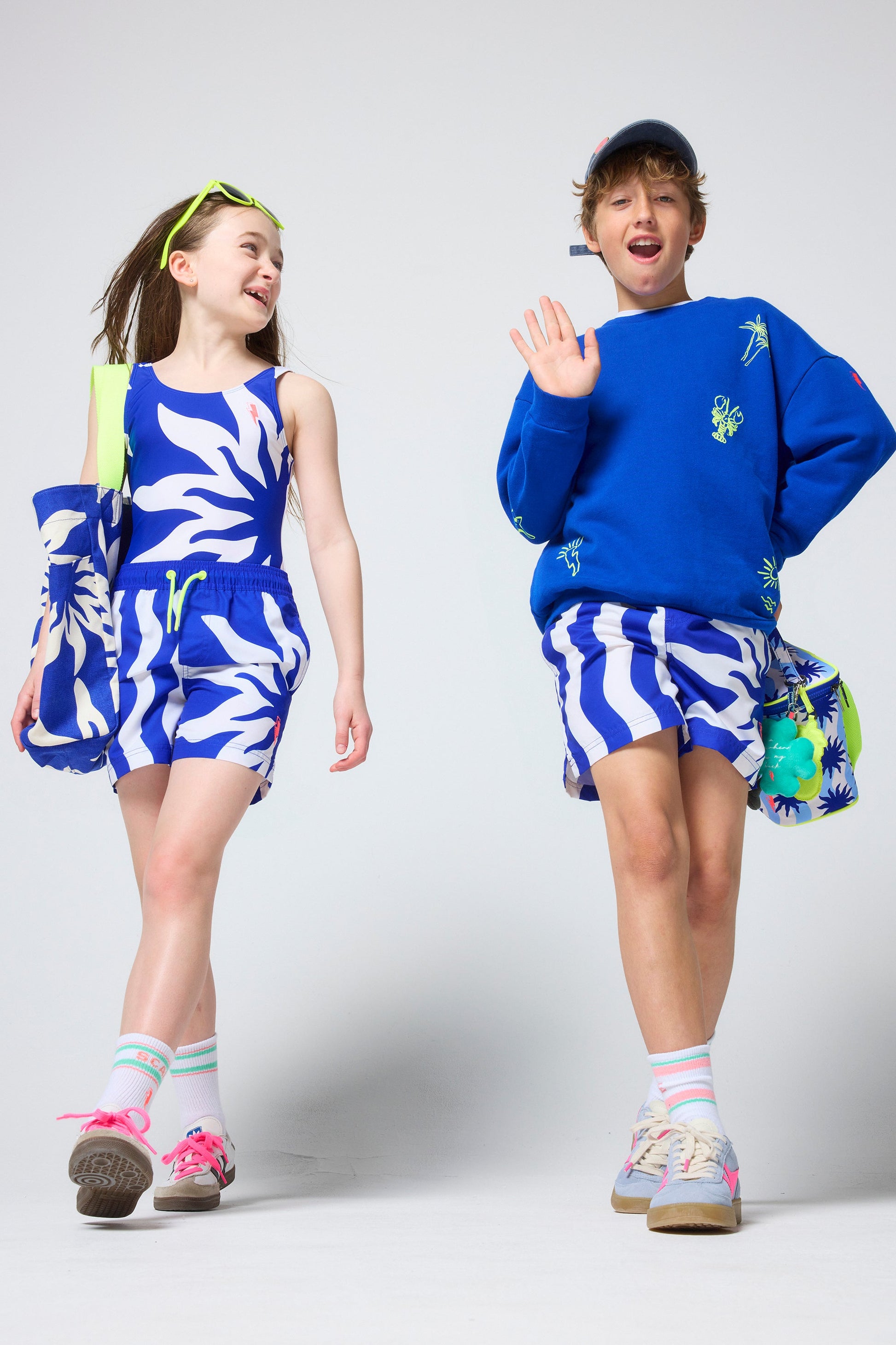Kids Blue Sunstar and Stripe Swimsuit