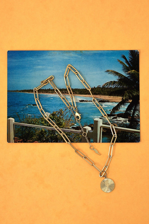 Gold Circle Bolt Pendant Necklace