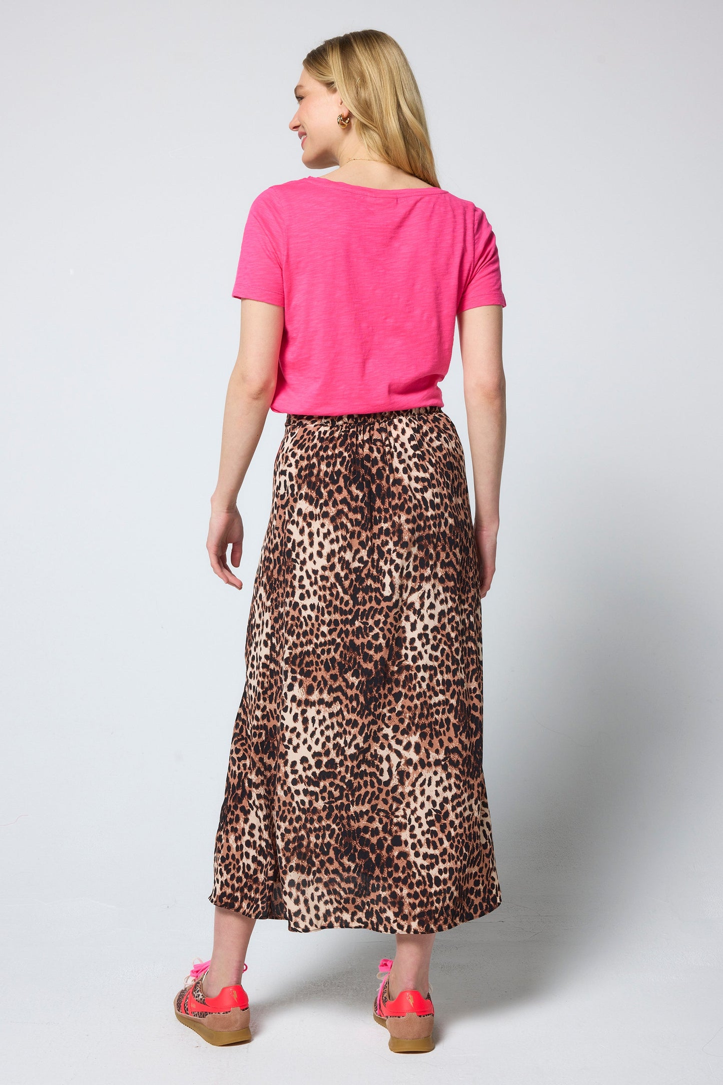 Neutral with Black Cheetah Split Front Skirt