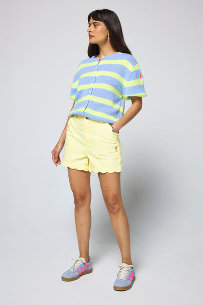 Lemon Scallop Denim Shorts
