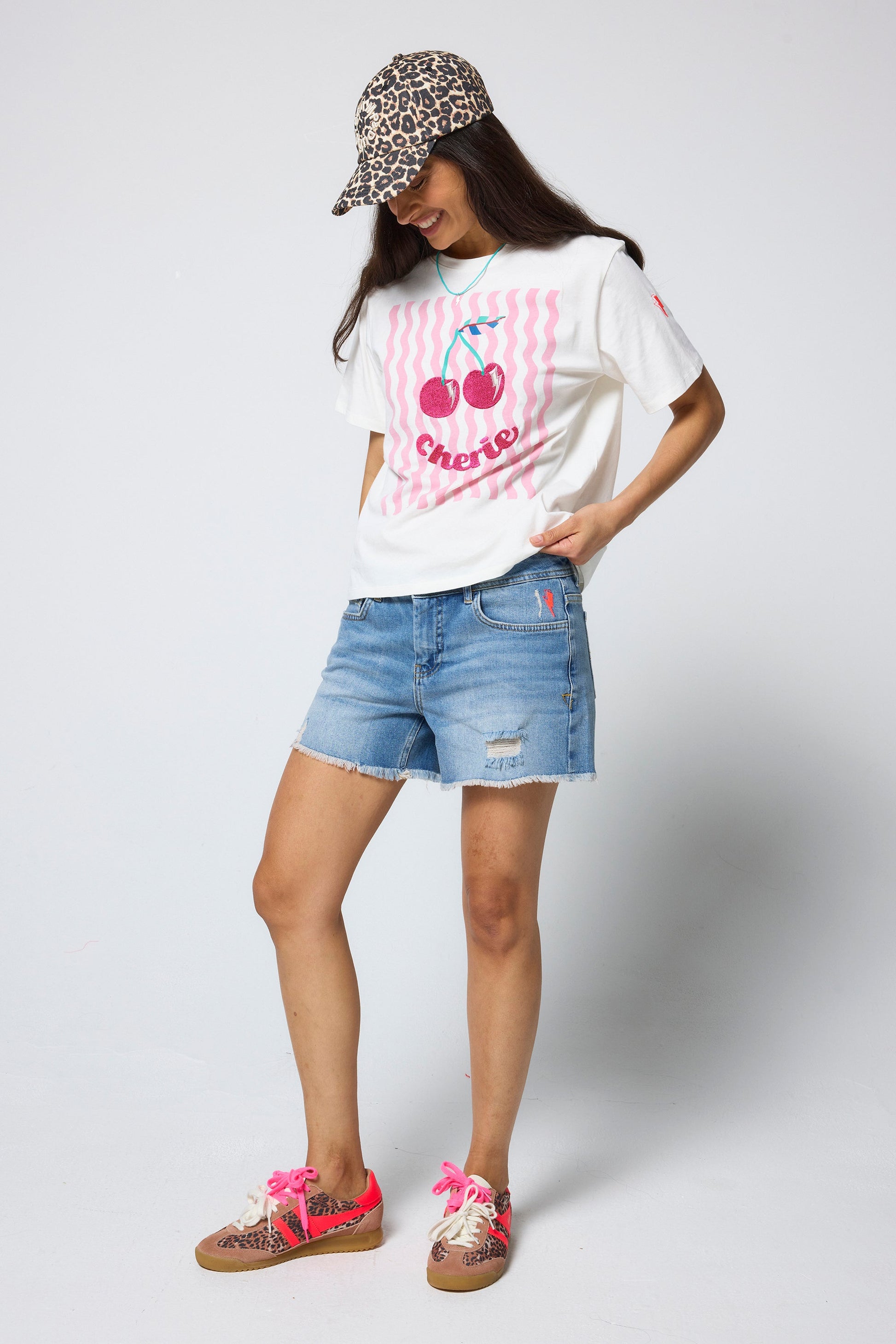 White Cherry Print T-Shirt