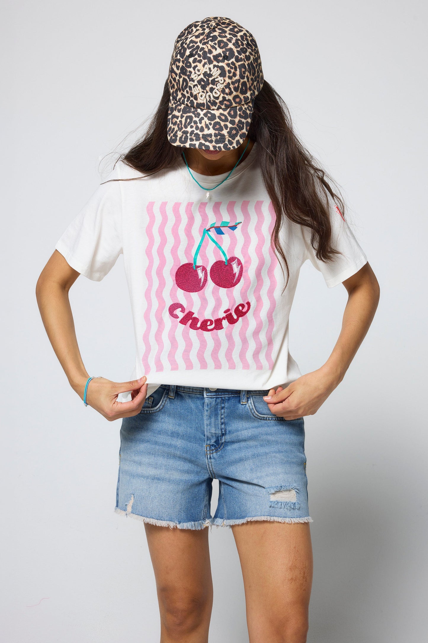 White Cherry Print T-Shirt