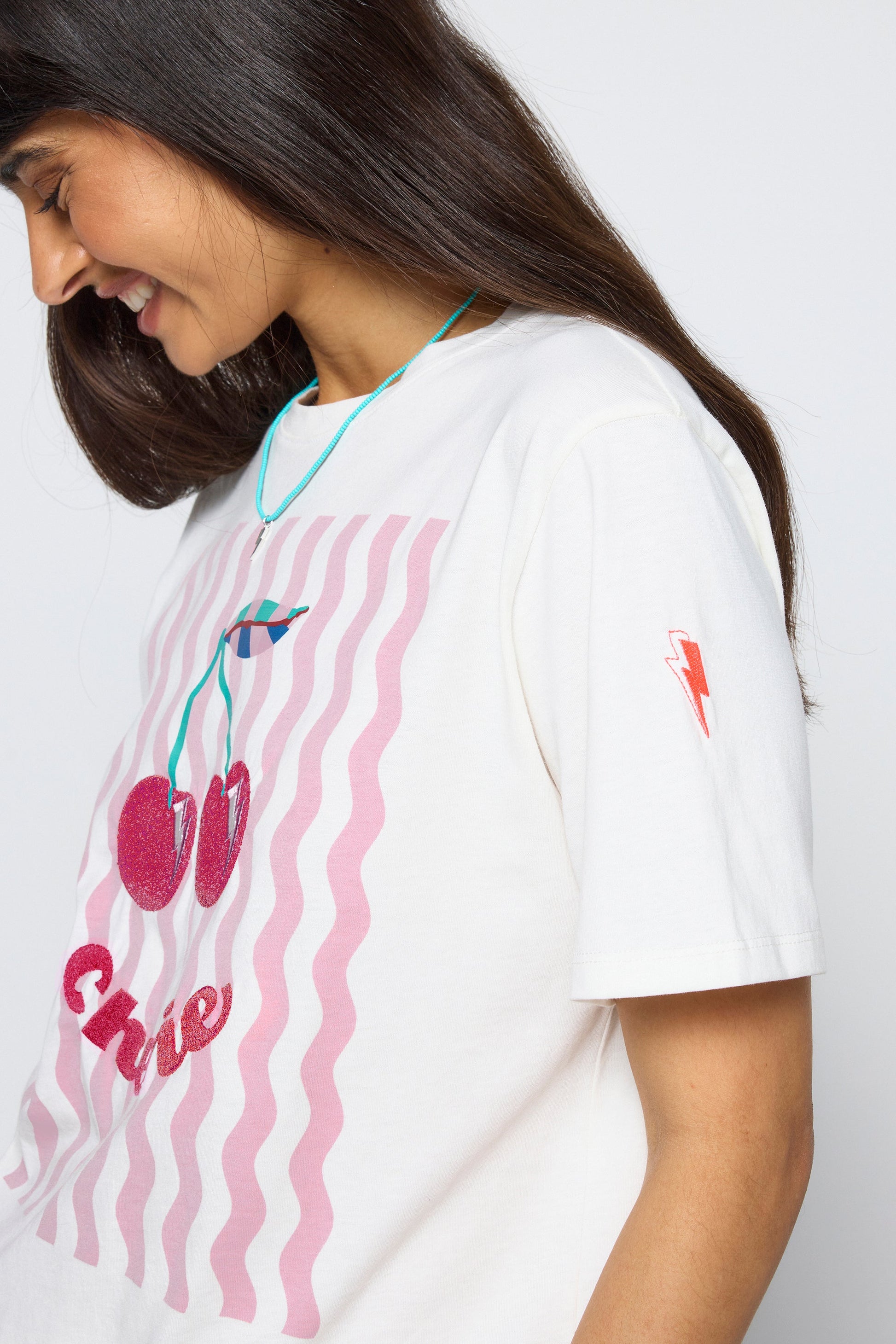 White Cherry Print T-Shirt