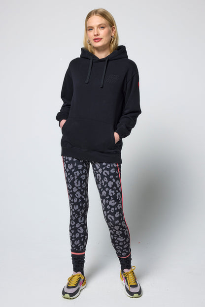 Black Multi Bolt Longline Hoodie