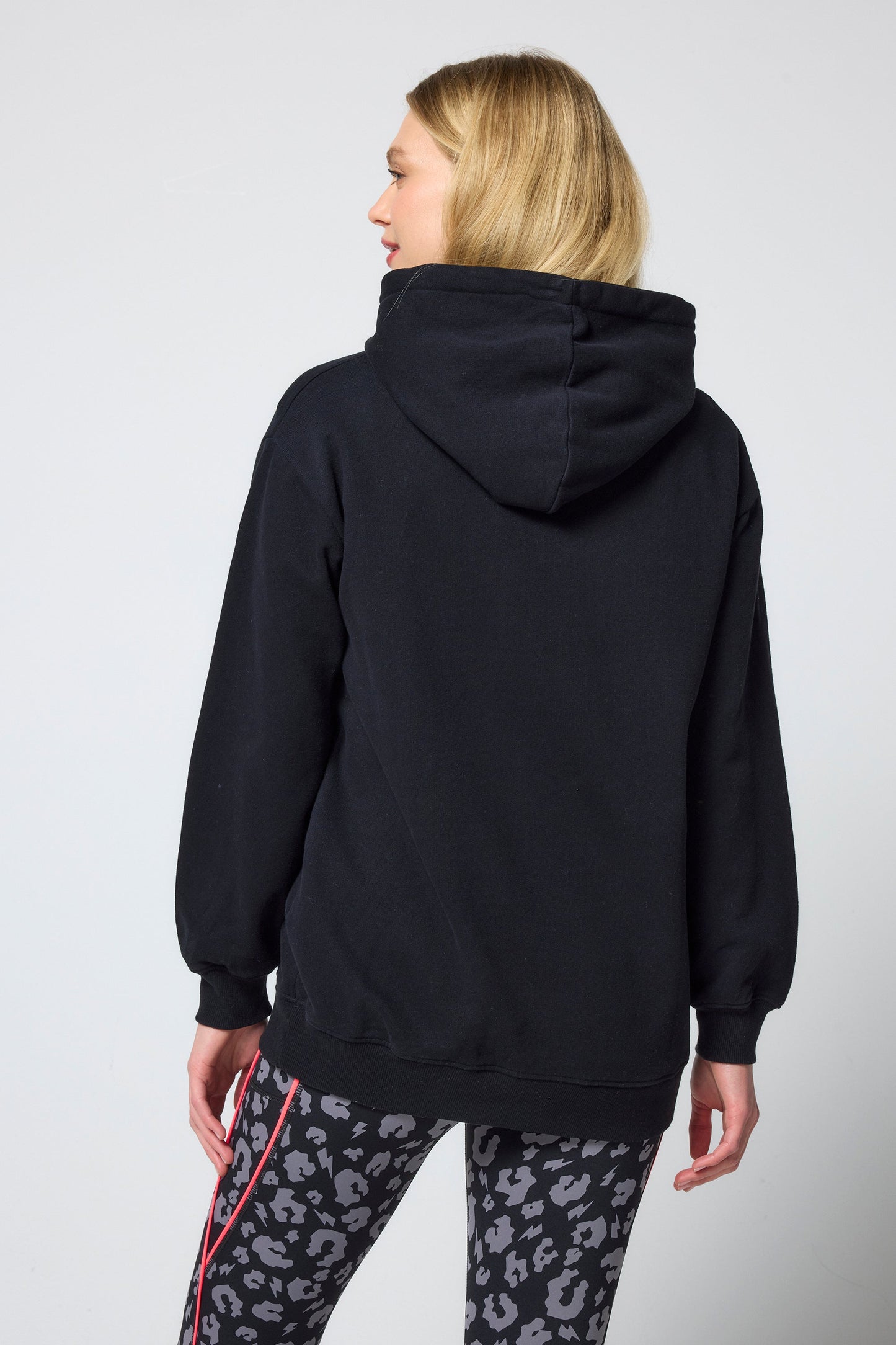 Black Multi Bolt Longline Hoodie